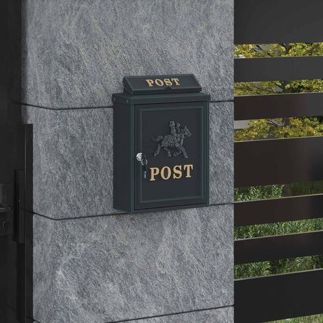 Wall Mounted Mailbox Green 29 x 13 x 41 cm Cast Aluminum vidaXL (1/5)