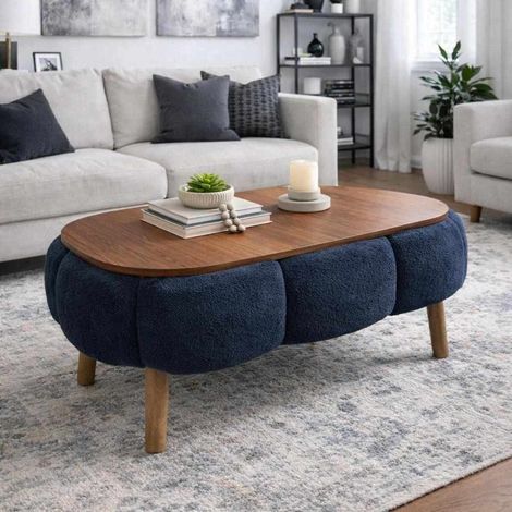 Couchtisch aus Holz "Papatya" - 98 x 68 x 45 cm - Anthrazitgrau