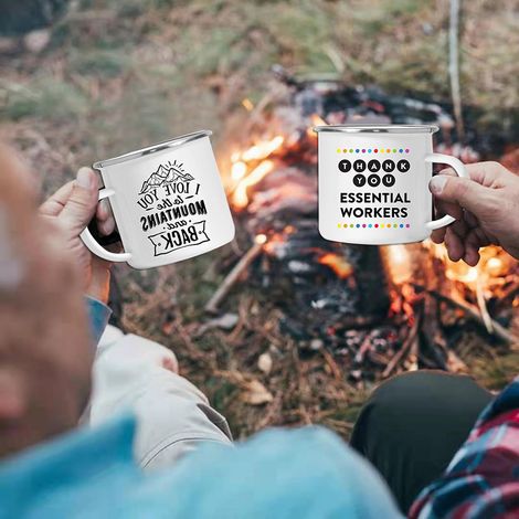 Mug émaillé vintage épais pour le camping, tasse à café, cadeau amusant pour le bureau, la maison ou les activités de plein air (1/5)