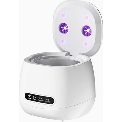 Nettoyeur à ultrasons domestique avec UV - 3 modes de nettoyage - 185 ml - Pour prothèses dentaires, appareils dentaires et bijoux - Rechargeable USB - Blanc (1/5)