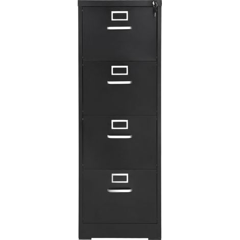 Mophorn Aktenschrank mit 4 Schubladen und Schloss, vertikaler Metallschrank für Büro und Zuhause, Lagerschrank mit Hängestange für A4-Dokumente (schwarz)