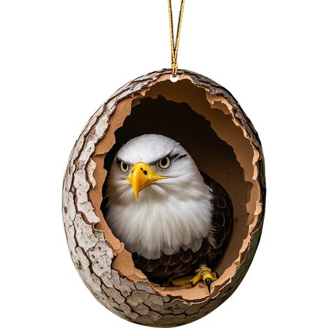 Décoration Arbre De Noël - Animaux En Acrylique 2D - 8 Cm - Motif Aigle - Pour Intérieur Et Célébrations Festives - Lot De 1 (1/5)