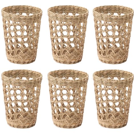 Lot de 6 porte-gobelets tissés anti-brûlure avec paille creuse, compatibles avec les bouteilles en verre, les gobelets en plastique et les tasses. (1/5)