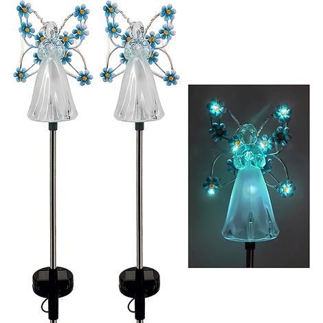 Pack of 2 LED solar angel lights, waterproof outdoor garden decoration for Halloween and Christmas (1/5)