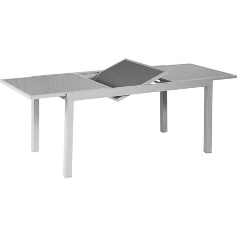 Ausziehtisch silber/grau 160(220)x90cm Alu/Textil