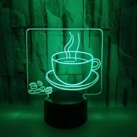 Lampe 3D illusion tasse à café, veilleuse LED, décoration intérieure, cadeau original pour parents, amis, collègues, lampe de chevet pour salon ou chambre.