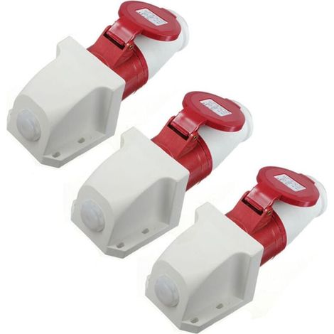 Prise Fiche Triphasée 16A 5 Broches IP44 Résistant Intempéries 380-415V 3P+N Terre (1/4)