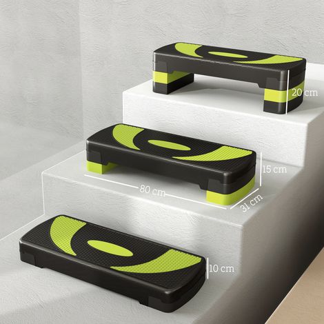 Aerobic-Stepper, höhenverstellbar, für Indoor und Outdoor, Belastbarkeit bis 150 kg, 80 x 31 x 10-20 cm, Grün (1/5)