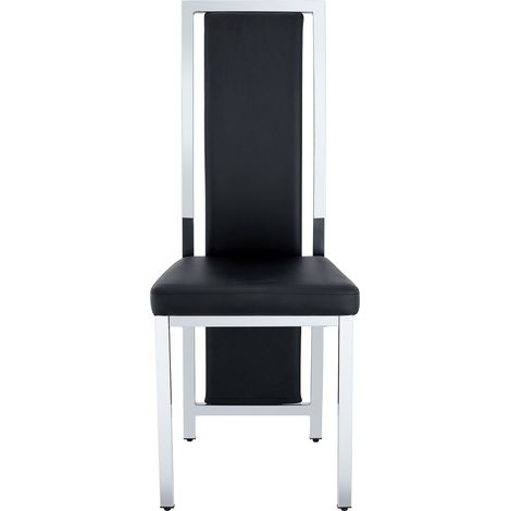 Conjunto de comedor 1 mesa redonda de cristal templado 88 cm y 4 sillas PU negro HOMVRA (1/5)