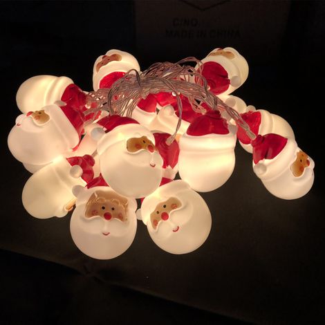 Guirlande lumineuse LED Père Noël à piles, lanterne décorative de jardin, 3 m, 20 lumières, modèle à piles (sans pile), blanc chaud (1/4)