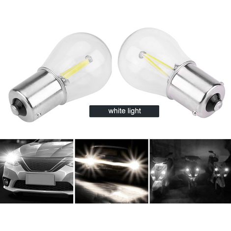 Paar 1156 Glas-Blitzlicht-COB-LED-Lampen für Blinker, Rückfahrscheinwerfer und Bremslichter am Auto, weiß, 12 V (1/5)