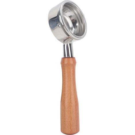 Filtre sans fond 58mm 3 oreilles amovible bois massif et inox pour machine à café NOWVA E, porte-filtre nu, finition bois rouge acide, solide et durable (1/5)