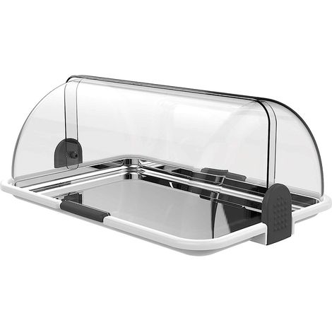 BIESSE Espositore vetrina da banco self service con Vassoio Acciaio, Bianca cm44 doppia apertura porta cornetti dolci salati (1/5)
