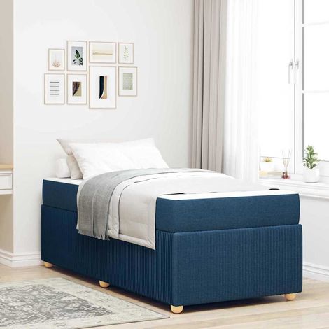Cadre de lit avec matelas-Structure de lit avec matelas Bleu 90 x 190 cm tissu 209721 (1/5)
