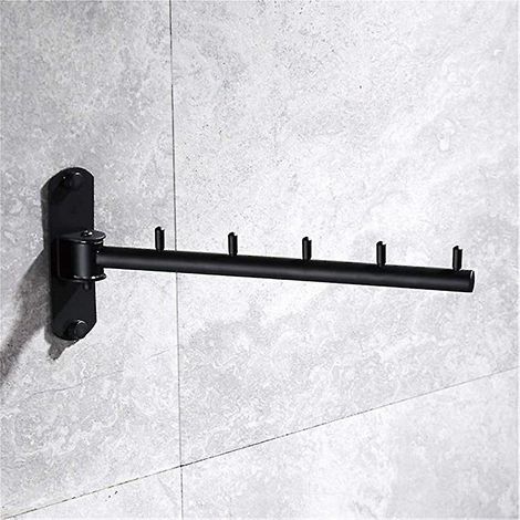 BEBUSINGOTO Porte-manteau, crochet pivotant, porte-serviettes mural de salle de bain noir (1/5)