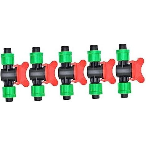 CSPARCV 5-Piece Green Valves 16 mm Garden Hose Connectors 1/2 Valves Hose Connection Drip Irrigation Straight Valve with Double Knob External Dripper Straight Valve Replacement Accessories--DTEKGAZ