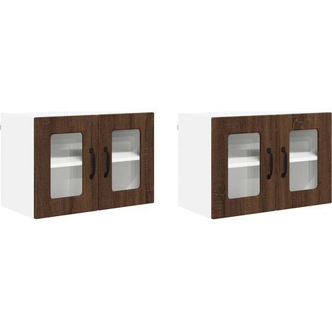 Meuble mural de cuisine，Armoire de cuisine 2 pcs Chêne brun 60 x 31 x 40 cm CFW71022 (1/5)