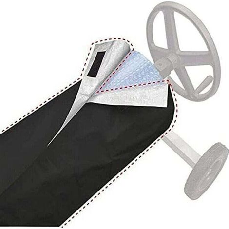Housse de Protection imperméable pour Enrouleur de Piscine, XU, Pour Jardin, Terrasse, Piscine, Taille 490 x 96 cm, Universelle pour Toutes Les Saisons, Noire - KZQ (1/3)