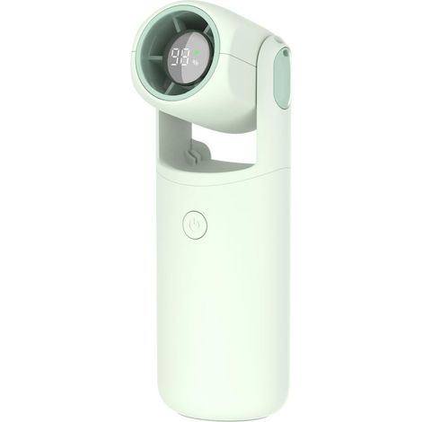 Portable Mini Handheld Fan, 3000mAh Rechargeable Turbo Fan with 5 Speeds, 300° Adjustable for Travel & Makeup,Green (1/5)