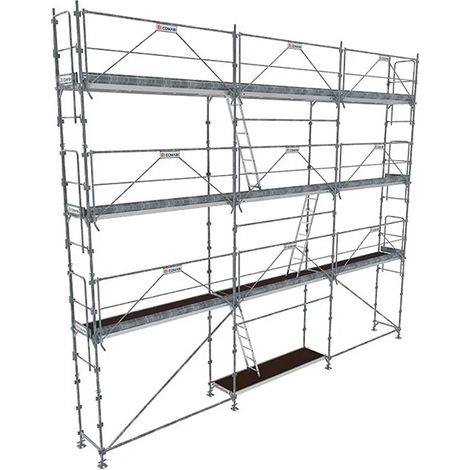 Echafaudage fixe de façade 80m² - Plancher Acier - Structure Acier - Garde-corps Monoblocs - R200GCM-80-SPP/A (1/5)