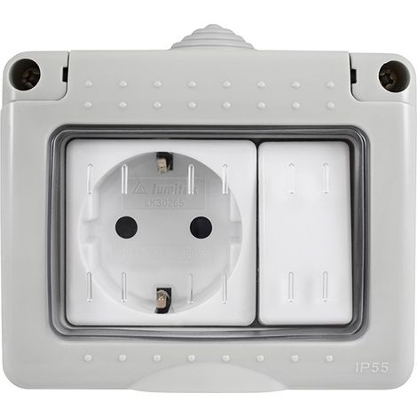 CONMUTADOR Y BASE SUPERFICIE ESTANCO SCHUKO C/TT