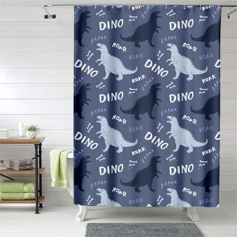 Rideau de douche motif dinosaure tropical, rideau imperméable, 150x180 cm (1/5)