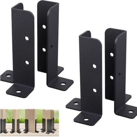 Kit de supports de pergola stables 4 pièces, kit de base de poteau de clôture en métal pour terrasse, couverture de patio, clôture, garde-corps, boîte aux lettres (1/4)