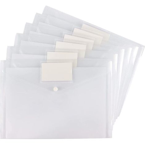 A4 Plastic File Folder, Pack of 5 Document Folders with Flap, Bright Transparent Colors, File Folder