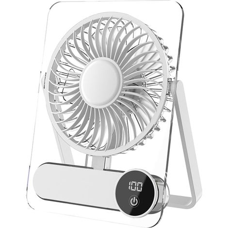 Ventilateur de table rechargeable à 5 pales, ventilateur de circulation, petit ventilateur portable pour étudiants et bureaux en été (blanc) (1/5)
