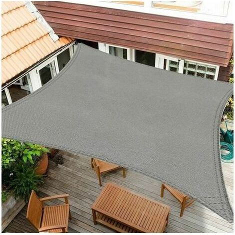Voile d'ombrage Rectangulaire 2x3m Gris Clair Voile de Soleil Imperméable Une Protection des Rayons UV à 95% pour Extérieur Terrasse Jardin Camping Fête Piscine avec Cordes (1/5)