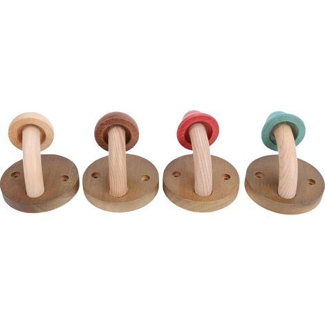 Mushroom-shaped wooden coat hooks, handmade (1/5)