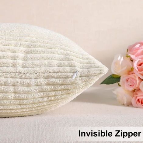 2 housses de coussin en velours côtelé, housse de coussin décorative, housse de coussin de canapé (Beige 30 X 50 Cm) (1/3)