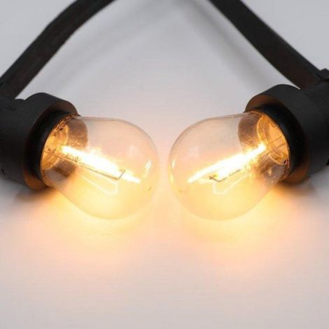 Lichterkette mit LED-Lampen, 10 Meter mit 10 Fassungen - 1 Watt Glühlampen (2200K) (1/5)