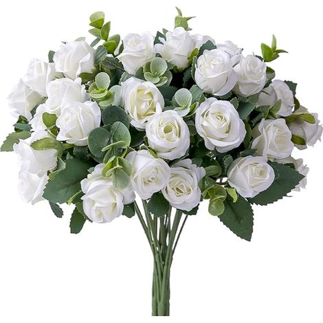 Bouquet de fleurs artificielles en soie, fausses fleurs, Vase de fête pour Table de mariage (1/5)