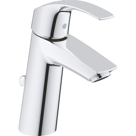 Grohe Eurosmart New Es Miscelatore Monocomando per Lavabo a Risparmio Energetico, Altezza Media, Grohe Ecojoy, Cromo, M (1/4)