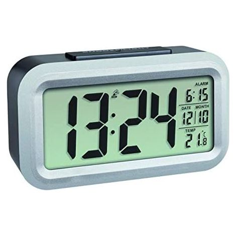 TFA Dostmann Lumio Plus reloj despertador negro y plata elegante (1/5)