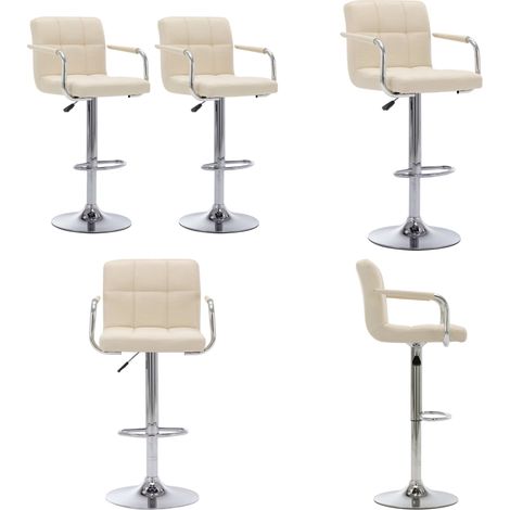 vidaXL Barhocker 2 Stk. Creme Stoff (1/5)