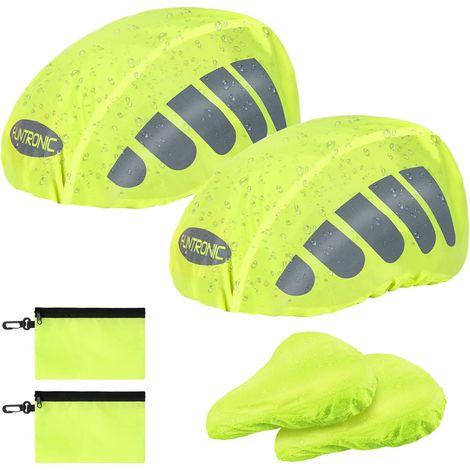 Lot de 2 Housse de Selle et Casque Imperméables, Protection Anti-Poussière Réfléchissante pour Pluie (1/5)