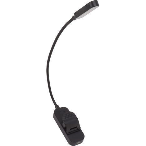 Lampe de lecture rechargeable USB, lampe à pince occultante, 3 niveaux de luminosité, intensité variable, 8 LED, protection des yeux, aide au sommeil, noir (1/5)