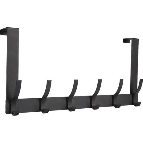 Over-the-door coat rack with 12 hooks, over-the-door coat rack, over-the-door hooks for bathroom and kitchen (black) (1/5)