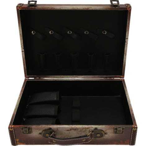 Mallette coiffeur grande capacité, boîte à outils en bois verrouillée par mot de passe sécurisé, portable pour tondeuse, coupe-cheveux et peigne. (1/5)