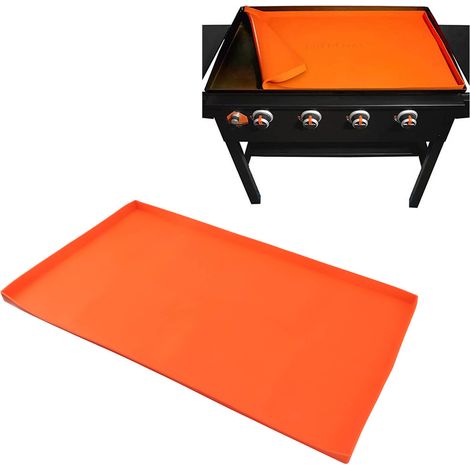 Schwarze Silikon-Grillmatte aus Stein, Reinigungsmatte, Silikon-Grillpfannenabdeckung, 91 cm (36 Zoll), Orange (1/5)