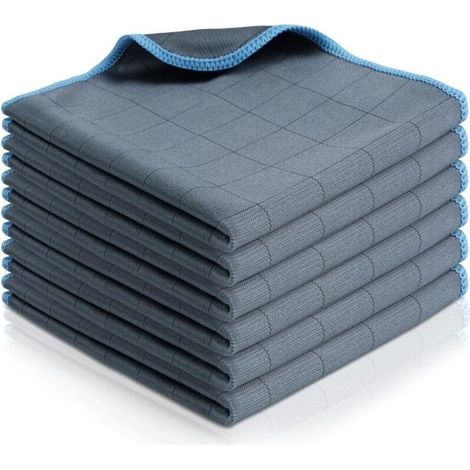 Chiffon Magique Microfibre Carbone, 6Pcs Chiffon en Fibre de Carbone sans Trace Absorbant, Professionnel Efficace Chiffon Vitre sans Trace, Réutilisable Microfibre Vitre, Bleu Ciel, 30 30cm (1/5)