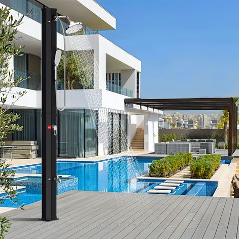 TolleTour 35 L Ducha solar exterior con desagüe integrado: práctica para jardín y piscina