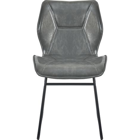 ELVMI Set di 2 Sedie da Pranzo con Schienale Ergonomico, Cuciture Decorative, Similpelle e Metallo, Grigio (1/5)