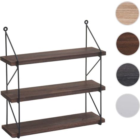 Étagère murale HWC-K78 - Étagère suspendue Étagère flottante - 3 étagères en métal massif-bois industriel 40x40x13cm - gris fon (1/5)