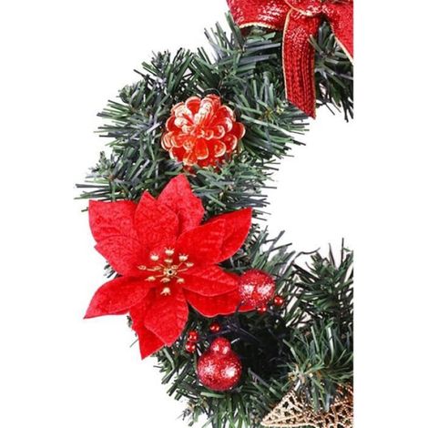 Couronne de Noël Porte 30cm Couronnes de Noël en Plastique Artificielles Couronne Sapin Guirlande de Noël pour Décoration Exté[36] (1/4)