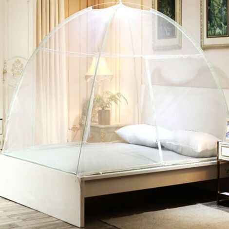Moustiquaire lit & jardin dôme pop up fermeture zippée Blanc 120x200cm (1/5)