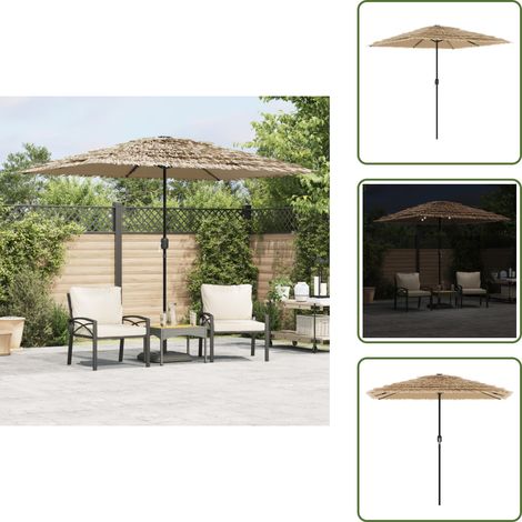 The Living Store Sonnenschirm mit LED und Stahlmast Braun 248x248x248 cm - LED Beleuchtung