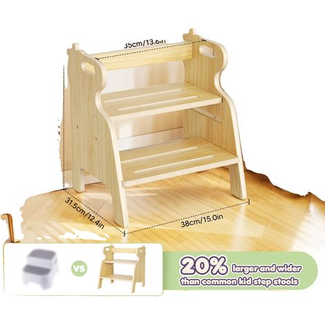 Escabeau, Hauteur Réglable, Design Antidérapant, Jaune clair (1/2)